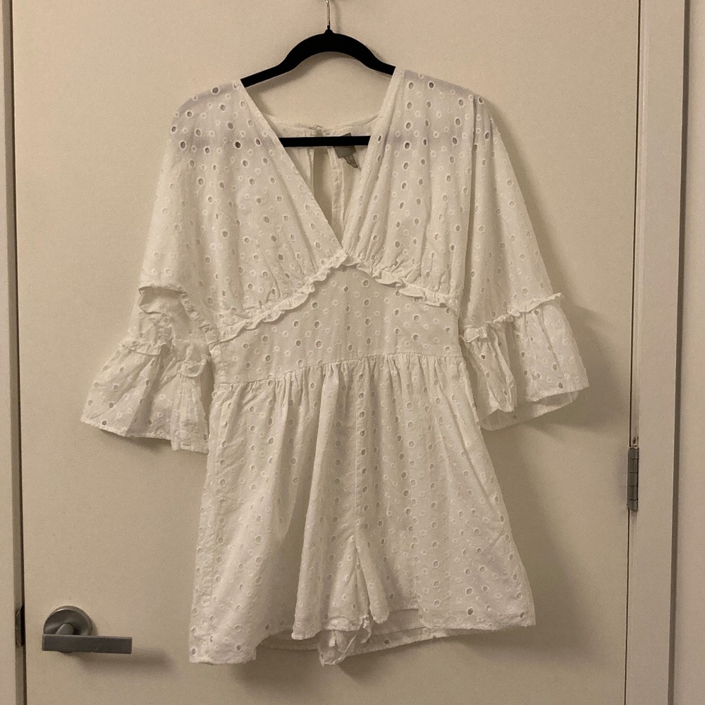 Eyelet Romper with Open Back